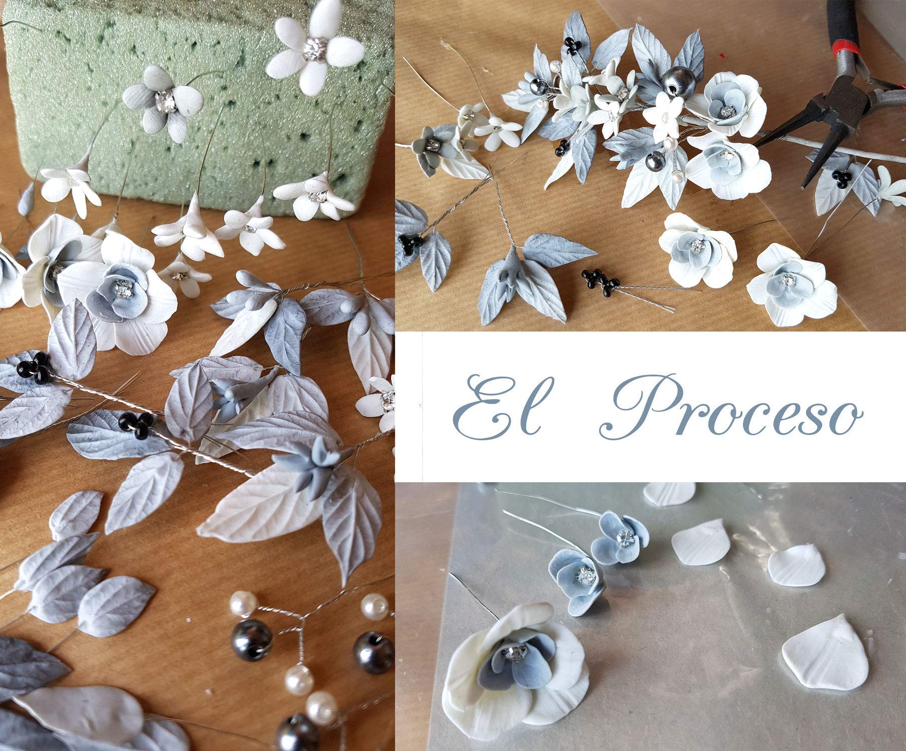 Elegant White Cold Porcelain Flower Bridal Hair Comb - Handmade Bride Hair Accessories for Wedding, Bridal Shower & Special Occasions