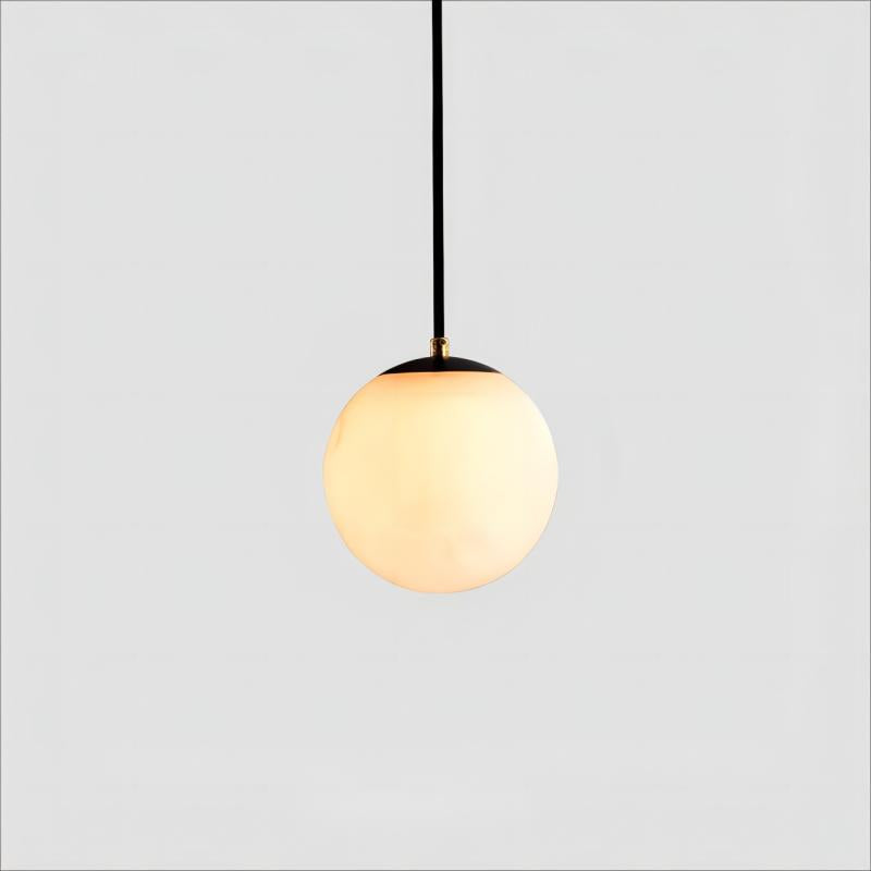 Modern Round Ball Chandelier - Alabaster Glass Ceiling Light Fixture for Dining Room, Living Room & Bedroom Lighting Decor