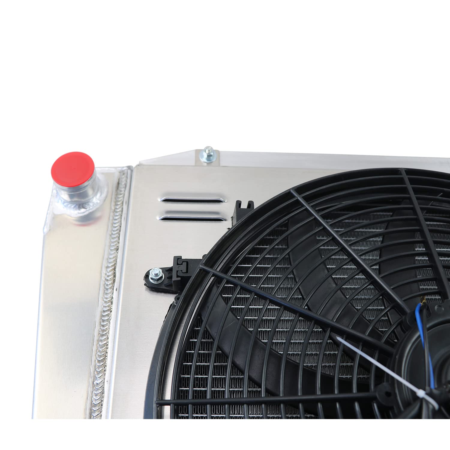 1968-1977 Ford Early Bronco Wagon Roadster 5.0L V8 3-Row Aluminum Radiator with Shroud Fan & Thermostat Relay Kit - High Performance Cooling System for Off-Roading, Towing & Hot Weather Driving