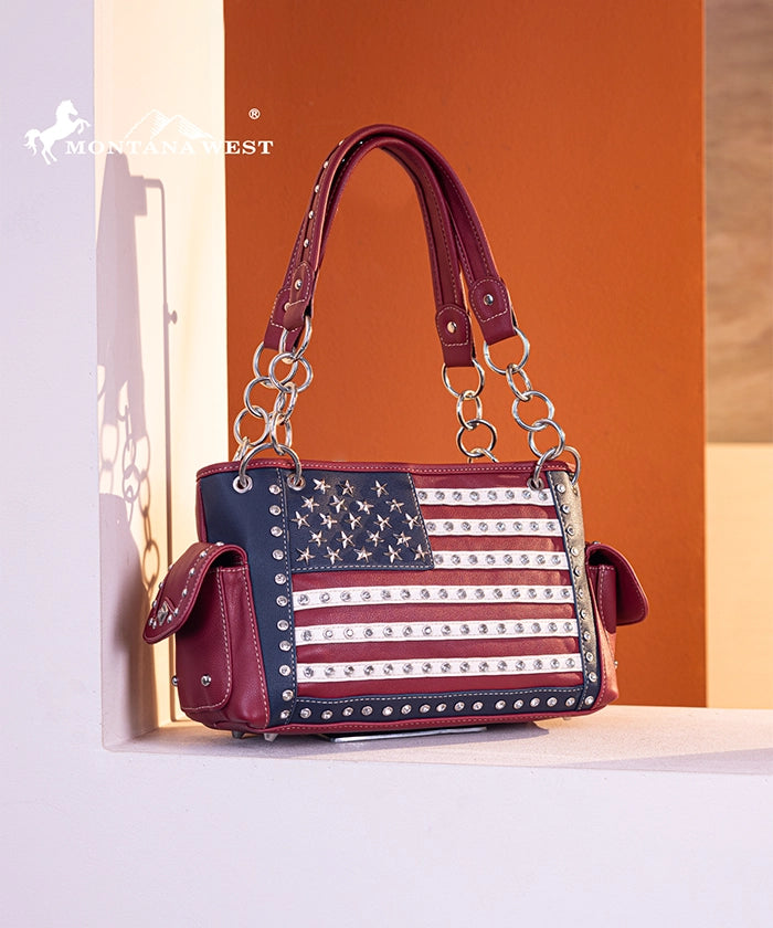 Montana West American Pride Concealed Carry Satchel - Stylish & Secure Crossbody Bag for Women | Perfect for Travel, Work & Everyday Use