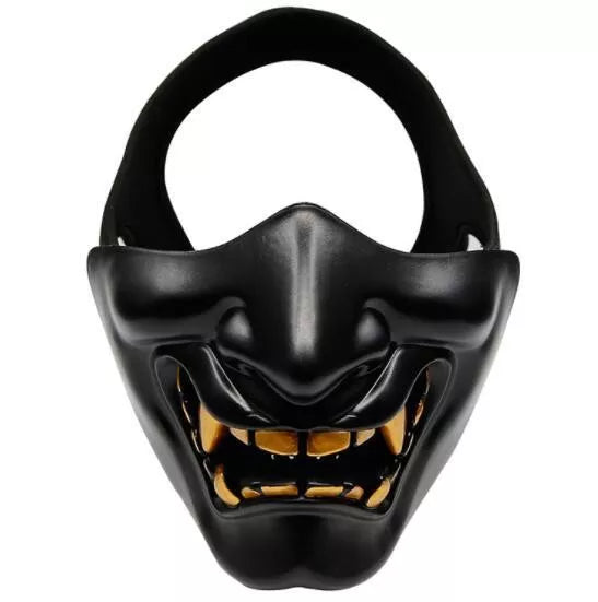 Tactical Hannya Half Face Mask - Japanese Oni Devil Mask for Airsoft, Cosplay & Halloween - Perfect for Costume Parties & Theatrical Performances