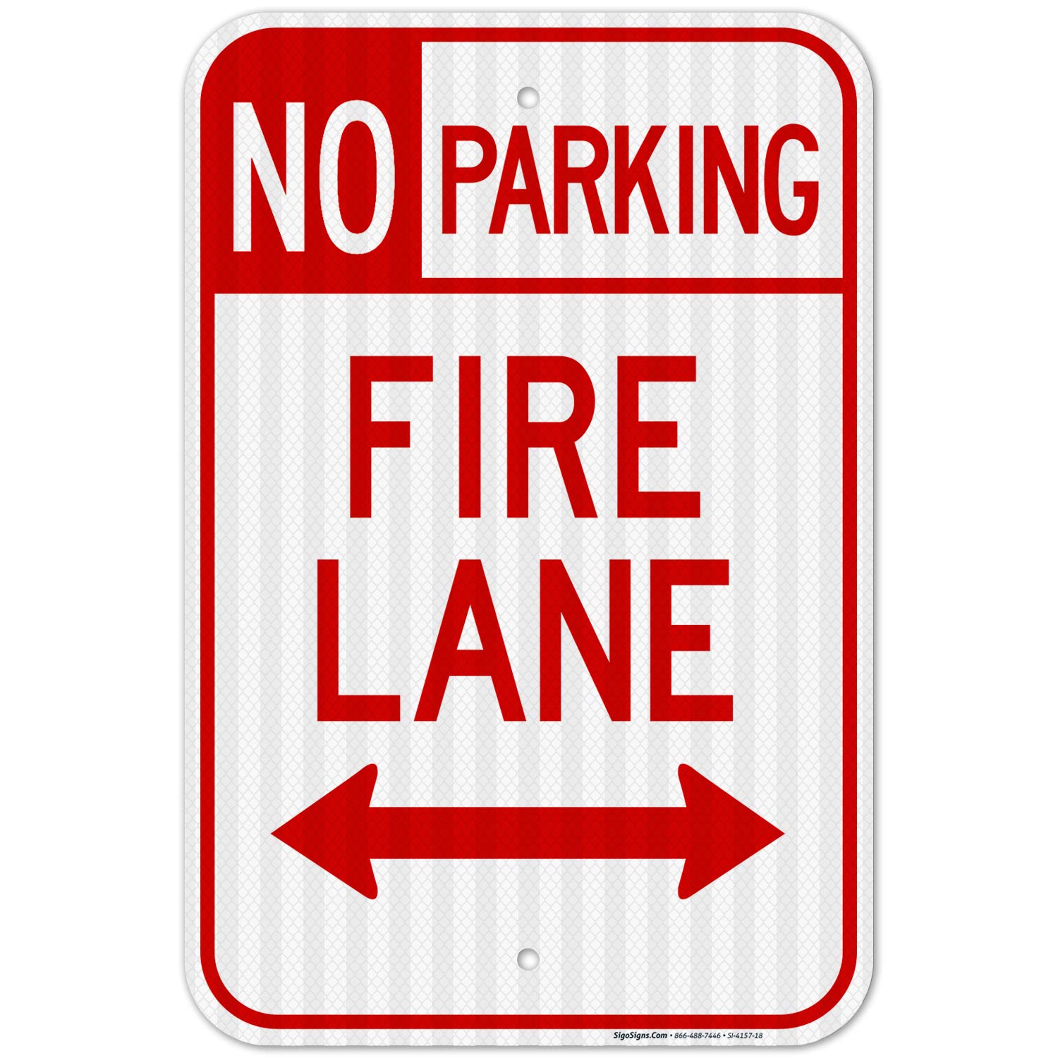 Fire Lane No Parking Both Sides Sign - 12x18 Inches, 3M EGP Reflective Aluminum, Fade Resistant, Easy Mounting - Indoor/Outdoor Use for Parking Lots, Driveways & Fire Zones - Made in USA