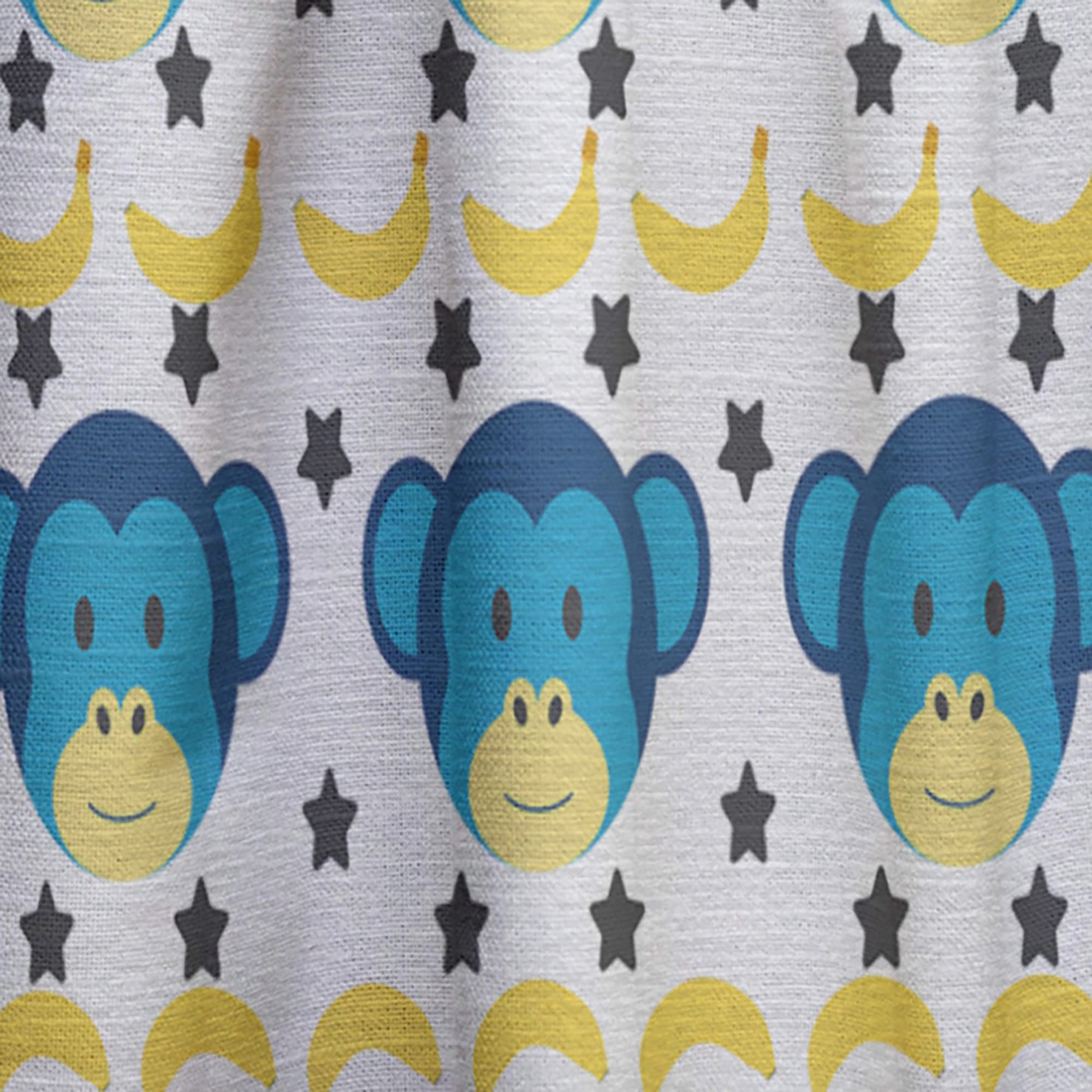 DesignQ 'Doodle Monkey Pattern' Thermal Insulated Curtains - Single Panel 52x84 Inches - Blackout Window Drapes for Bedroom & Living Room - Perfect for Home Decor, Privacy & Light Control