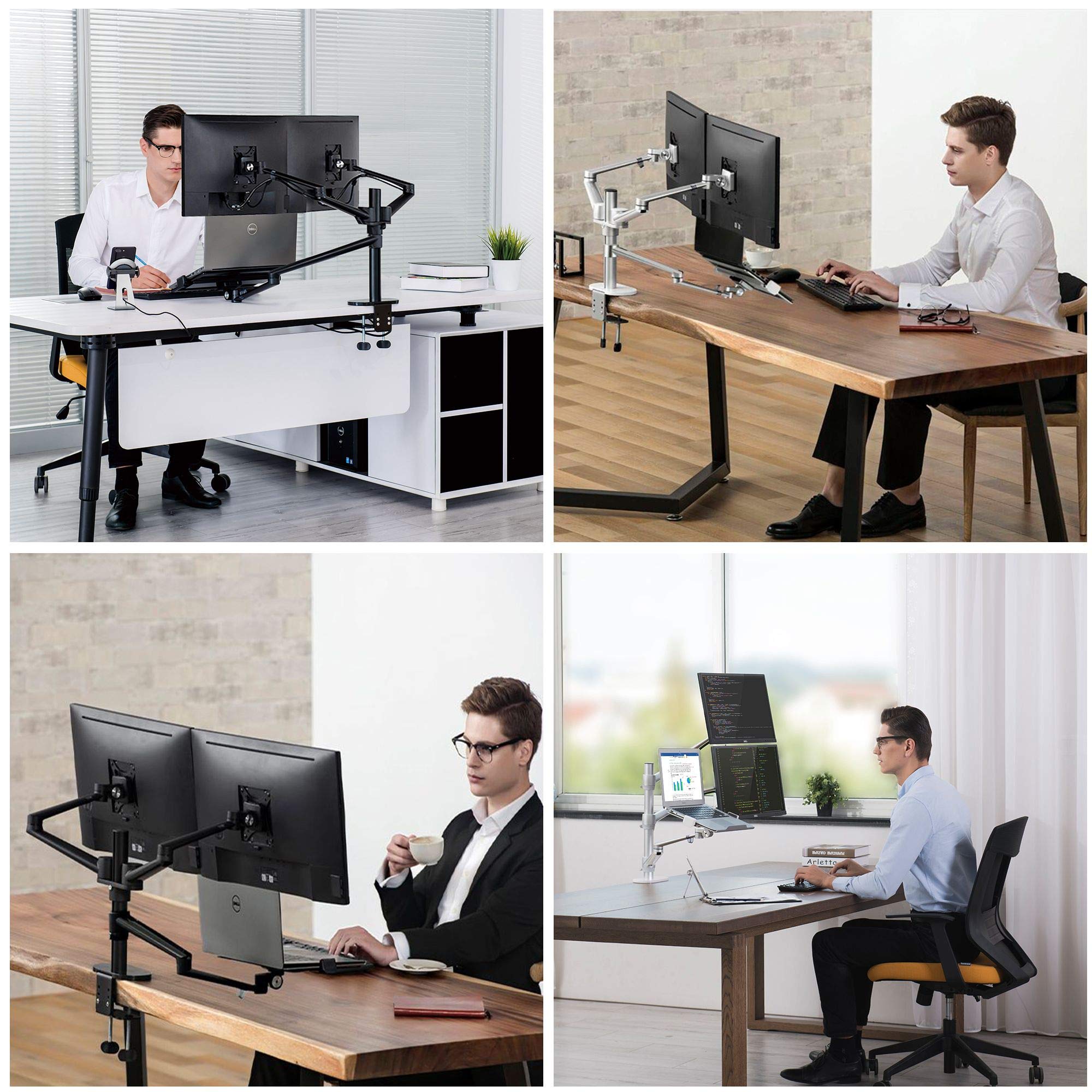 Adjustable 4-Arm Laptop & Monitor Stand - Height Adjustable Desk Mount for 10-17