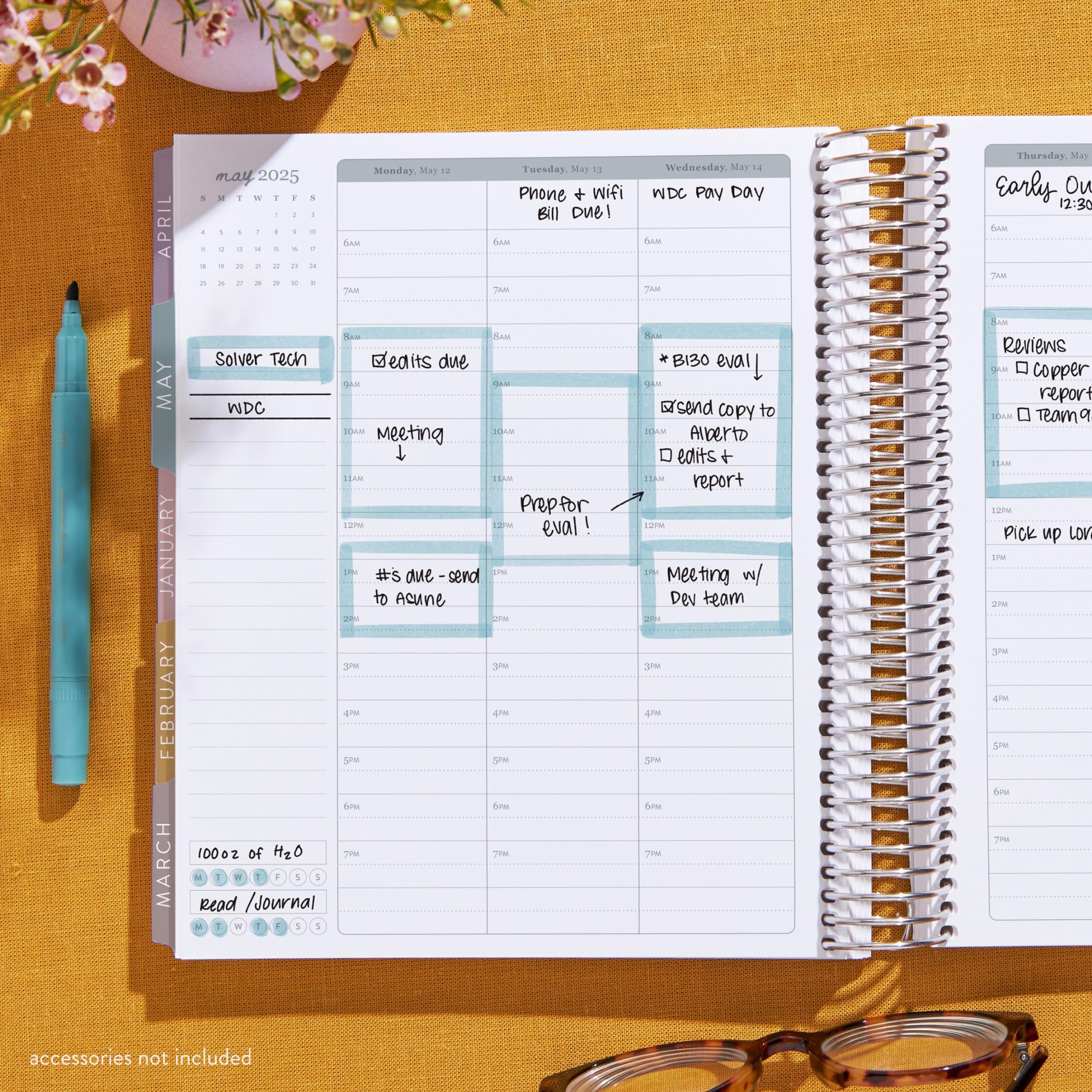 Erin Condren 2025-2026 12-Month Spiral Life Planner | Weekly & Monthly Planner (7x9 inches) with Hourly Layout | Bold Blooms Floral Design Cover & Interior | Platinum Coil Binding | Perfect for Work, School & Personal Organization (January 2025 - December 2025)