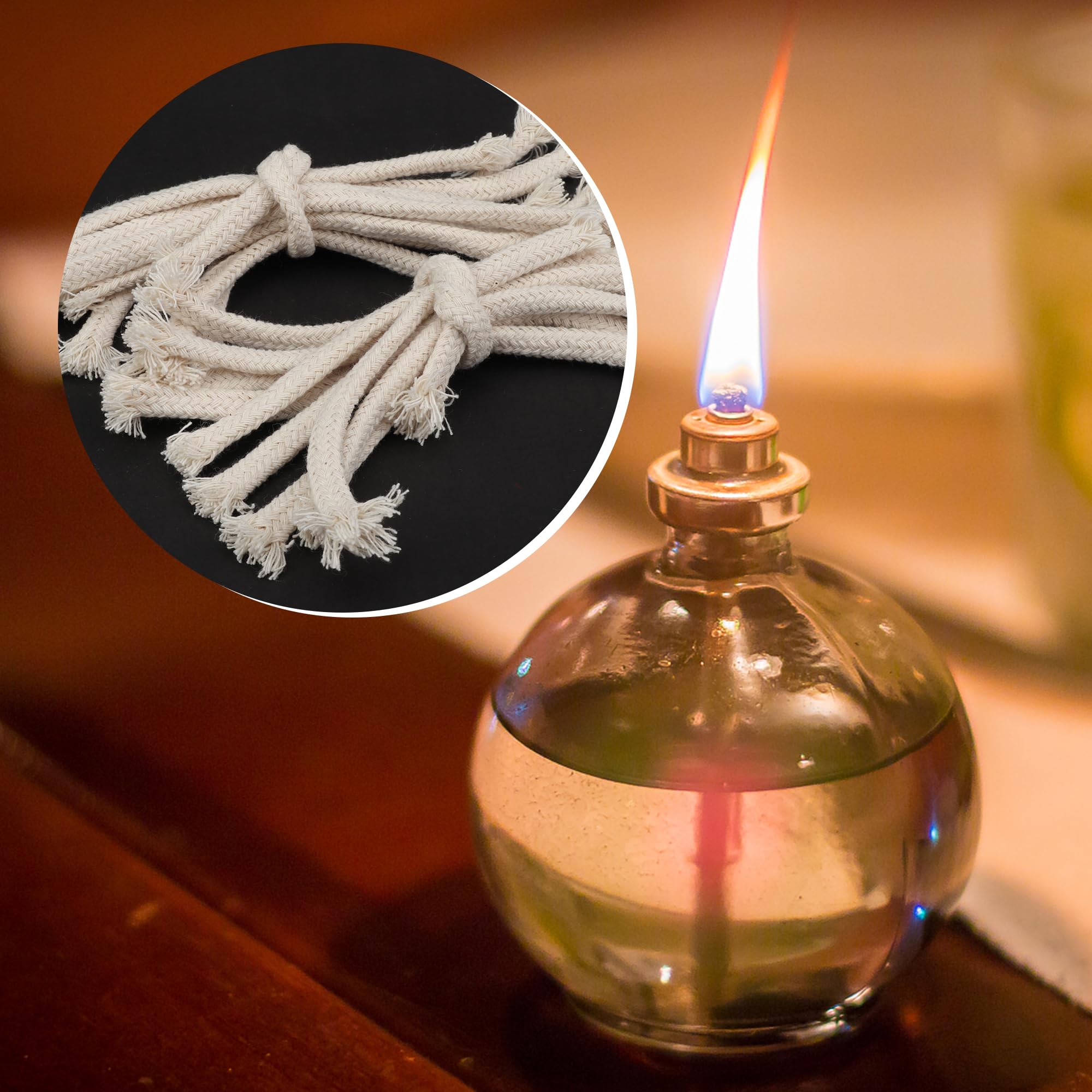 SWATOM 40-Pack 1/4 Inch Round Cotton Oil Lamp Wicks - Premium Replacement Wicks for Tiki Torches, Alcohol Candle Burners, Lampberger Kerosene Lamps & Dietz Oil Lanterns - Perfect for Outdoor Lighting, Camping & Emergency Preparedness