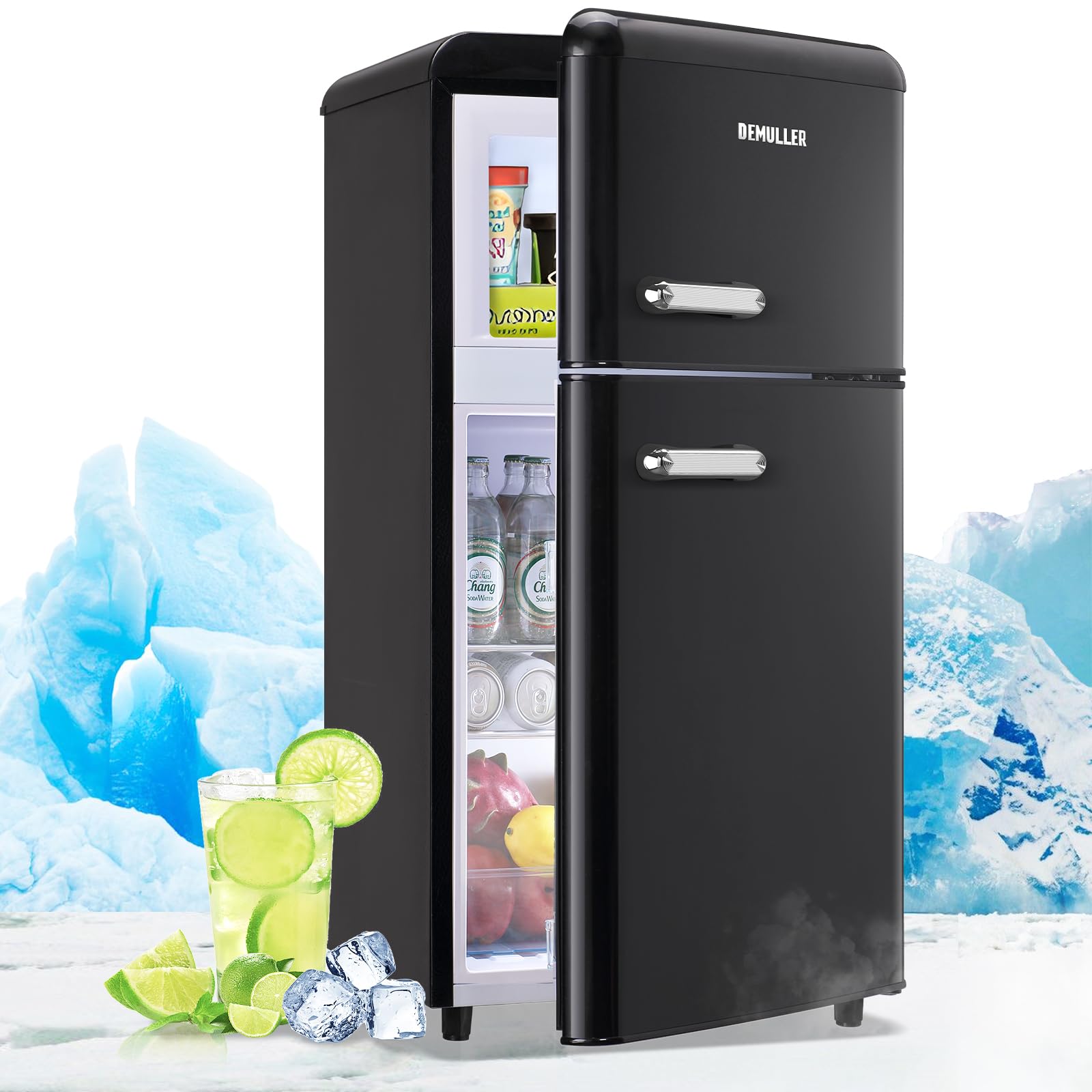 3.5 Cu.Ft Mini Refrigerator with Dual Door & Adjustable Temperature - Top Mount Freezer Compact Fridge for Home, Office, Dorm - Perfect for Small Spaces, Bedrooms & Apartments (Black)