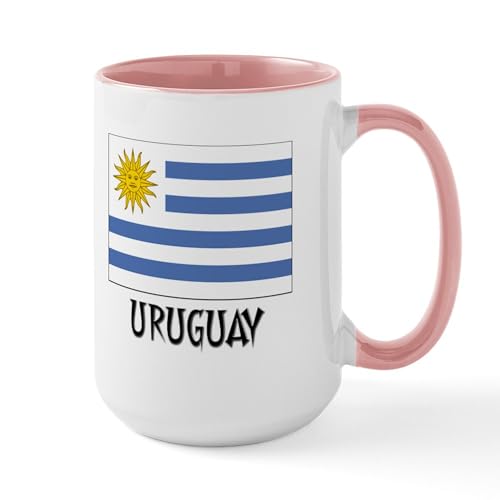 White/Pink Inside - Uruguay Flag Large Mug