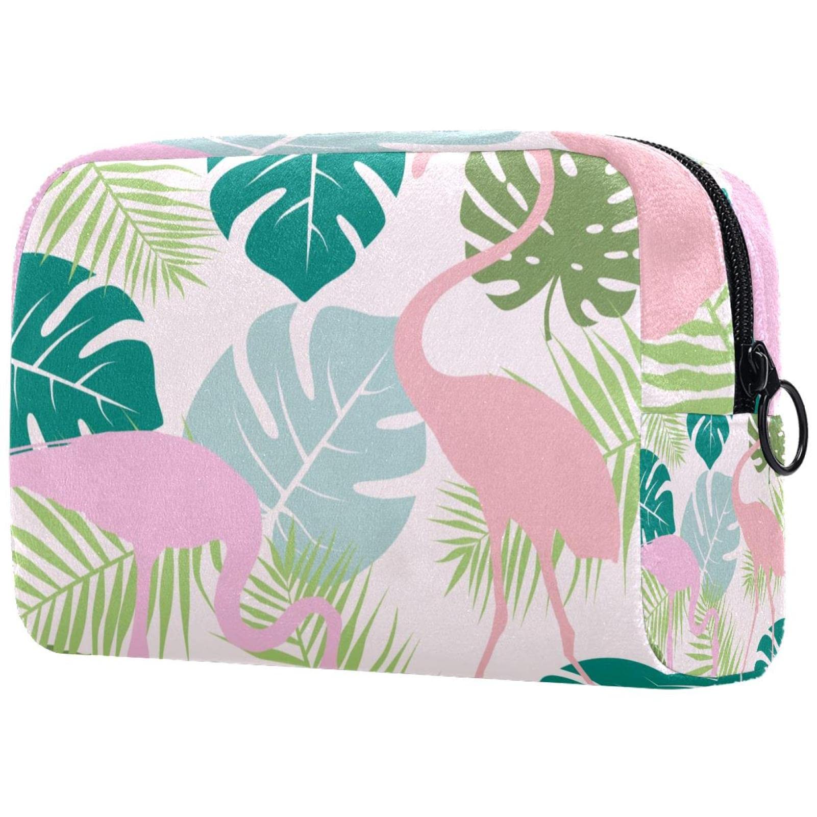 Professional Travel Makeup Bag with Brush Holder - Portable Cosmetic Organizer for Women, Waterproof Makeup Case with Tropical Design - Perfect for Vacation, Gym, and Daily Storage