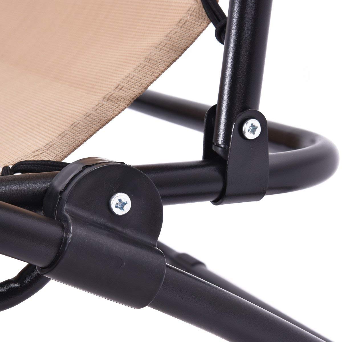 Zero Gravity Reclining Lounge Chair - Adjustable Outdoor Patio Chair with Cup Holder & Headrest - Foldable Sunbathing Chair for Poolside, Backyard, Beach, and Garden Relaxation (Beige)