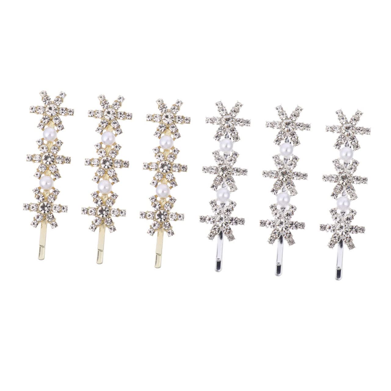 FOMIYES 6pcs Rhinestone Pearl Hair Clips for Women - Silver Metal Hair Barrettes, Bobby Pins & Claw Clips - Elegant Hair Accessories for Weddings, Parties & Everyday Styling