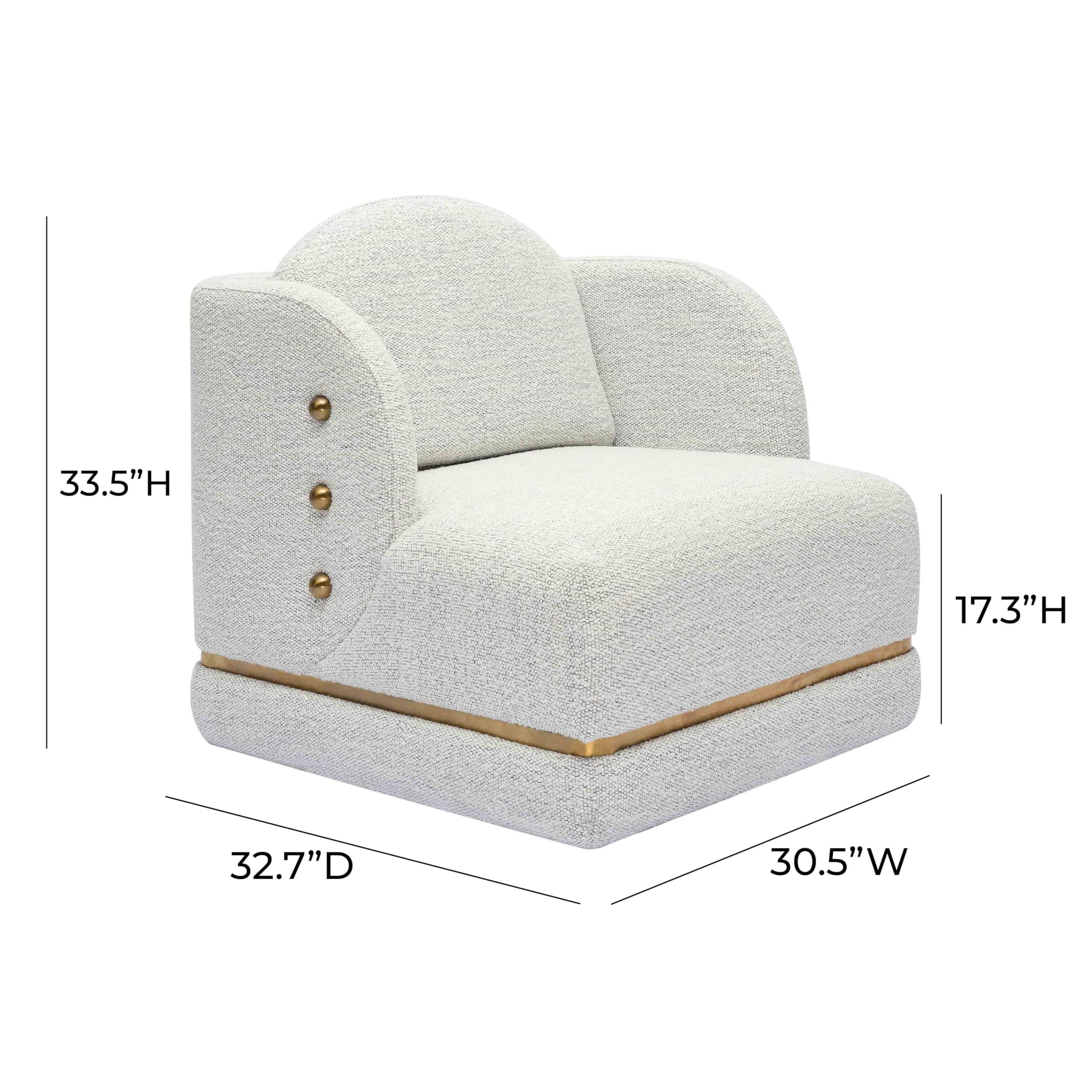 Tov Furniture Earl Nubby Cotton White Chenille Accent Chair - Modern Living Room Armchair for Home Decor & Cozy Reading Nook