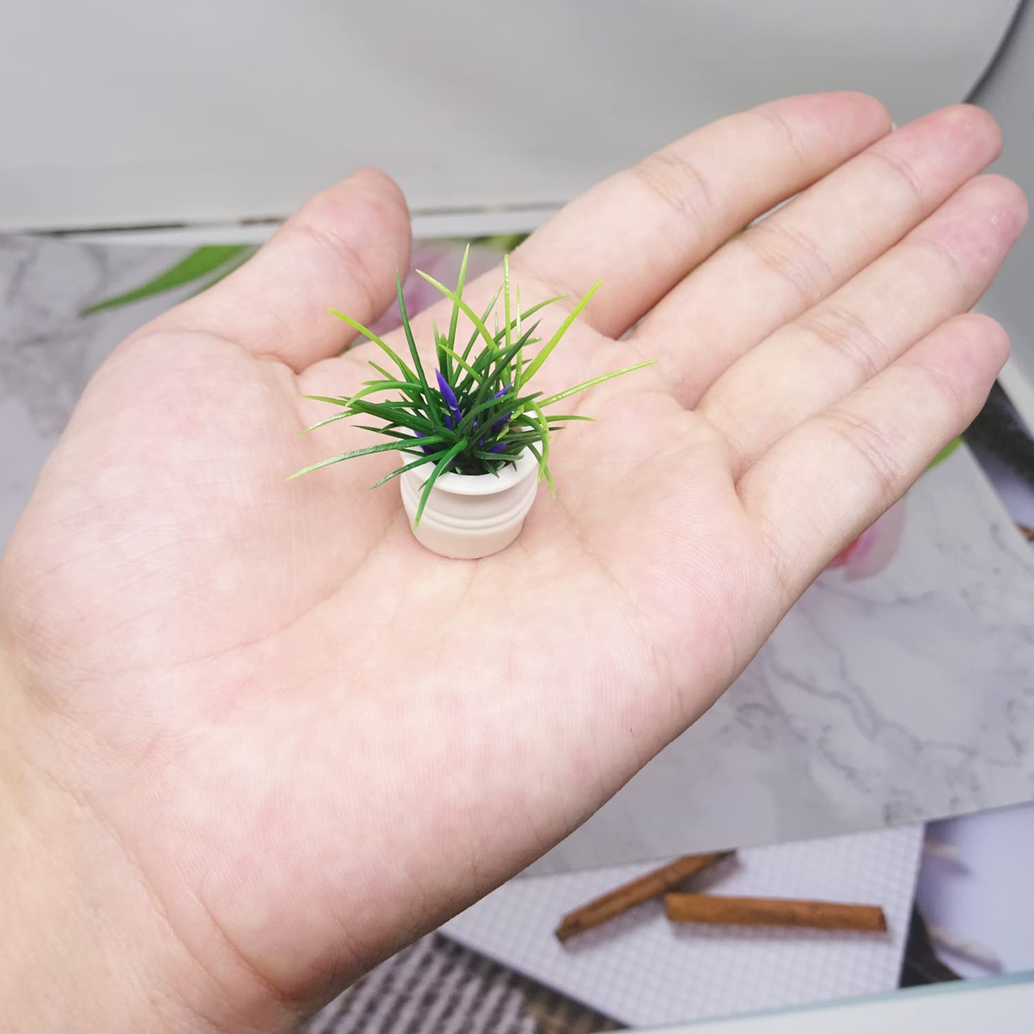 14 PCS Miniature Bonsai Plants for Dollhouse - Artificial Potted Plants, Tiny Faux Flowers & Greenery Decor - Perfect for Dollhouse Furniture, DIY Miniature Gardens & Fairy Garden Scenes