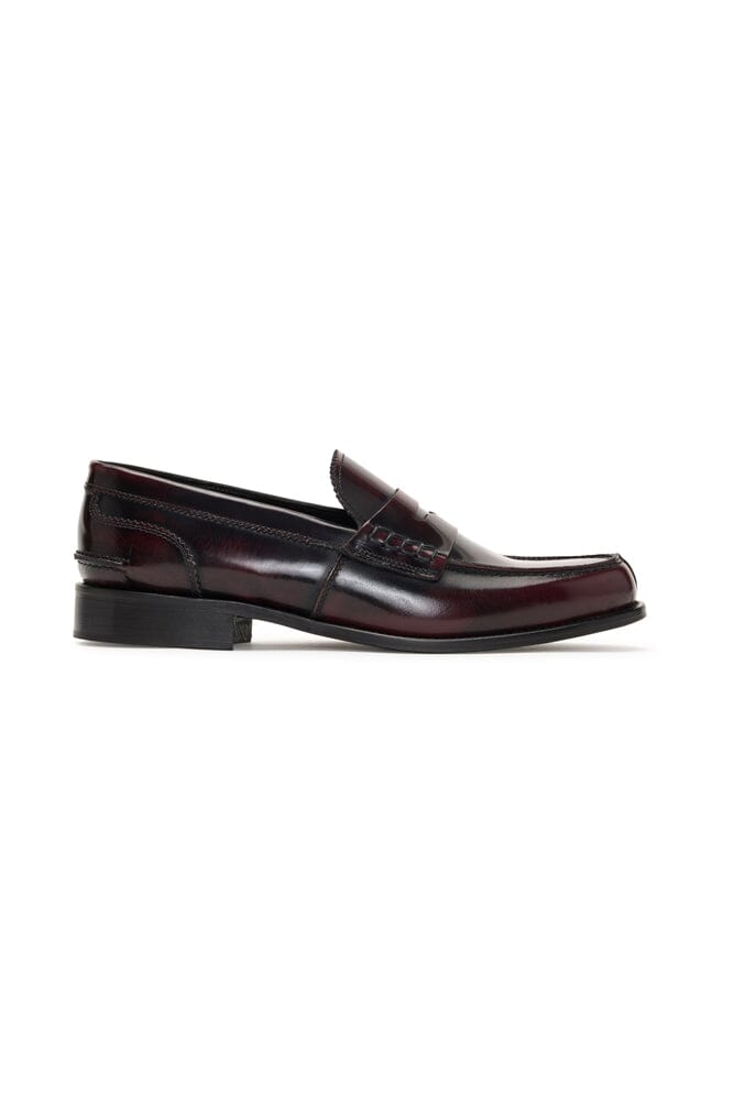 Premium Burgundy High Shine Italian Leather Loafers for Men - Classic Slip-On Dress Shoes for Business, Office & Formal Occasions