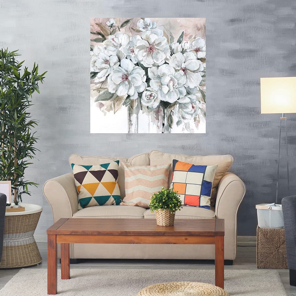 Blushing Bouquet Fine Art Canvas Wall Decor by Carol Robinson - 32x32 Inches - Ready to Hang - Perfect for Living Room, Bedroom, Office & More - Elegant Floral Painting for Home & Commercial Spaces