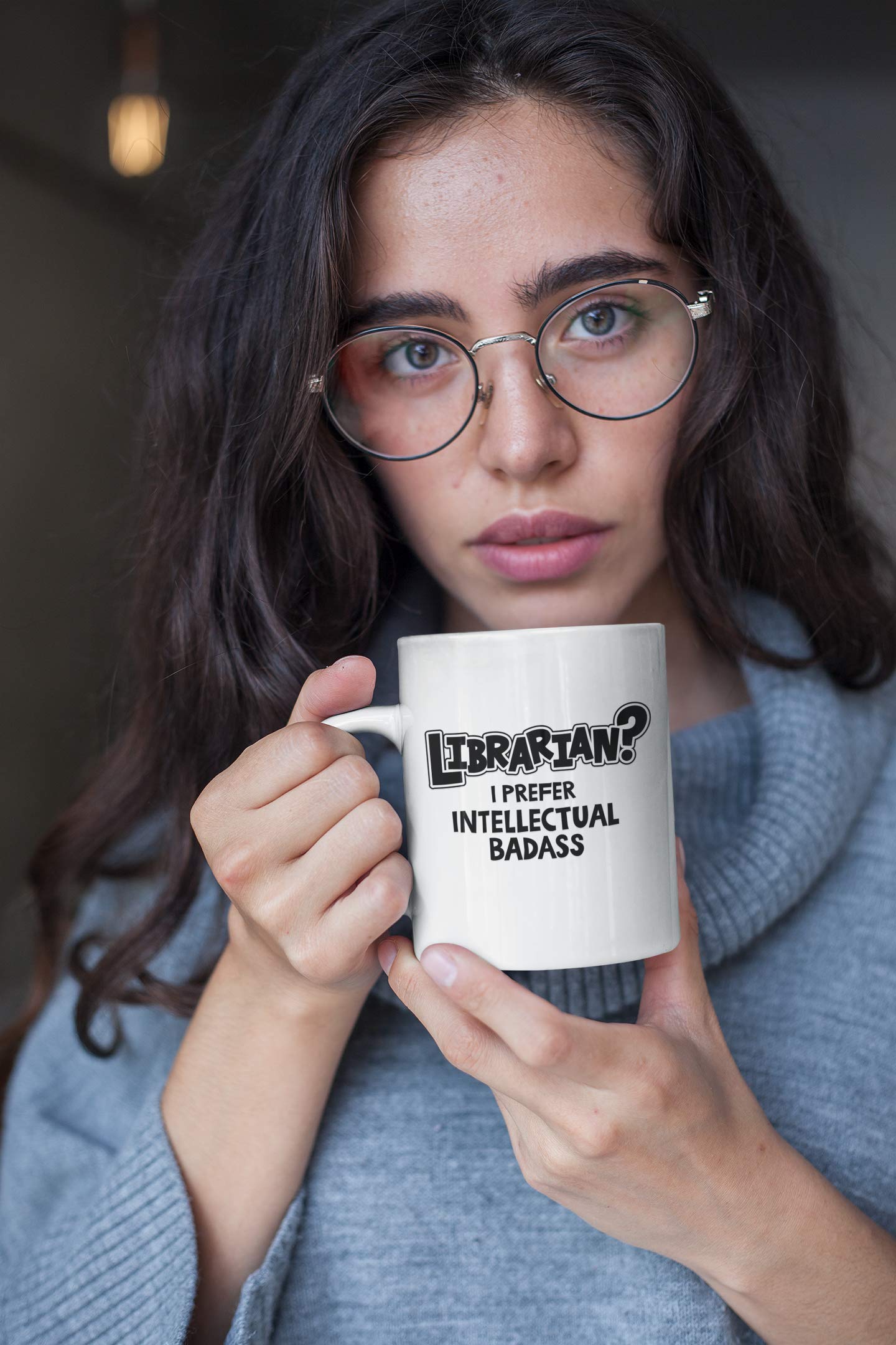 Intellectual Badass Librarian Appreciation Coffee & Tea Mug - 11oz Ceramic Cup for Library Desk Decor, Teacher Gifts & Book Lover Supplies | Perfect for School Librarians, Reading Enthusiasts & Book Club Parties
