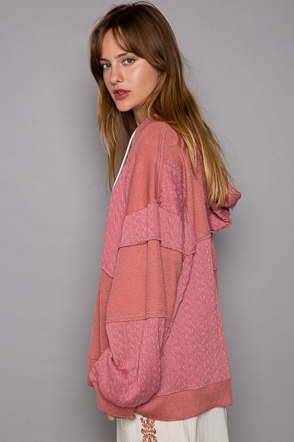 Exposed Seam Hooded Knit Top for Women - Soft Casual Pullover Sweater for Fall & Winter | Perfect for Layering, Streetwear & Cozy Outfits