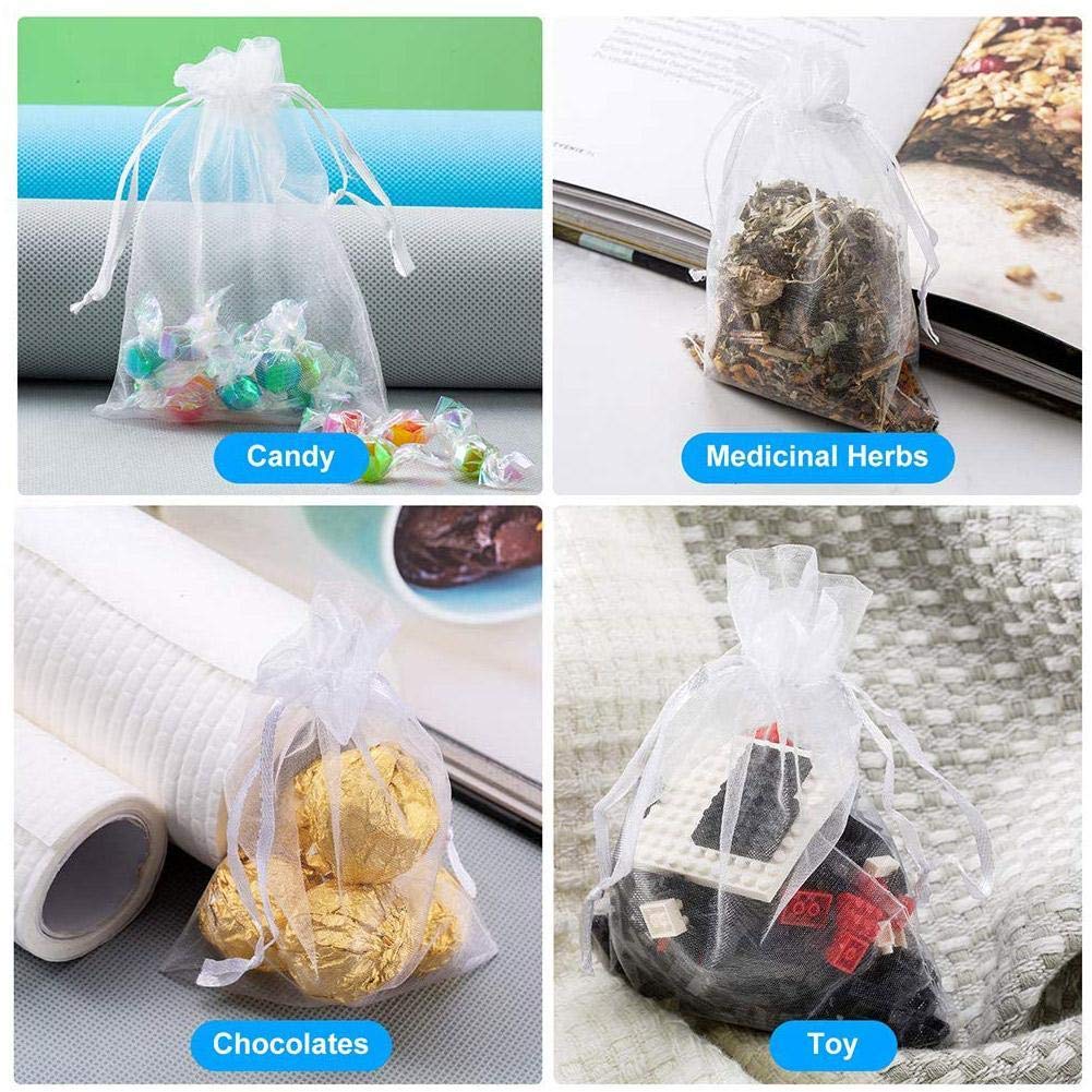 Sheer Organza Bags 4x5 Inch - White Wedding Favor Bags with Drawstring, Jewelry Gift Bags for Parties, Mesh Jewelry Pouches, Festival Gift Bags, Candy Bags - Pack of 1 | Perfect for Weddings, Bridal Showers, Baby Showers & Birthday Parties