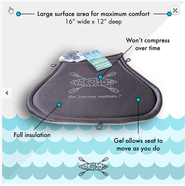 Yakpads Kayak Paddle Saddle - Comfortable Padded Gel Seat Cushion for Kayaking, Canoeing & Boating - Waterproof & Non-Slip Design for Outdoor Adventures