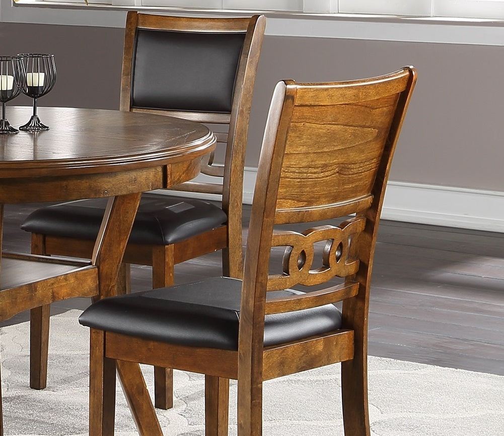 Walnut Finish Dining Room Chairs Set of 2 - Padded Cushion Seats with Unique Back Design - Perfect for Kitchen, Breakfast Nook & Formal Dining Rooms