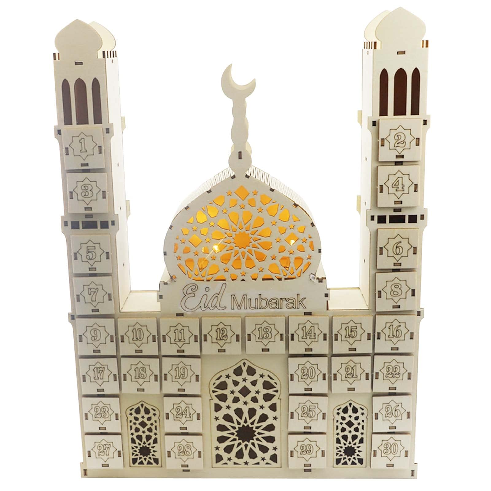 Venuy Wooden Ramadan Moon Candle Holder Lantern - Elegant Eid Mubarak Table Decor for Home, Living Room & Islamic Festival Celebration | Perfect for Ramadan Nights, Iftar Gatherings & Holiday Home Decoration
