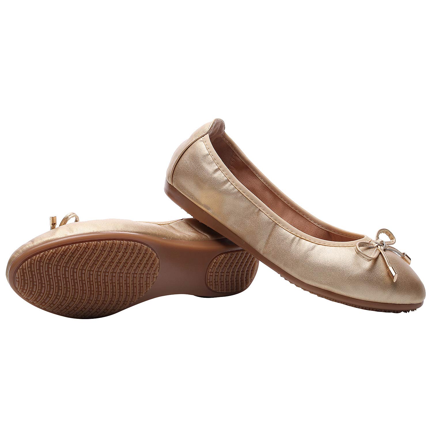 Rismart Women's Ballet Flats - Elegant Slip-On Bowknot Dance Shoes with Soft Sole for Ballroom, Wedding, and Casual Wear