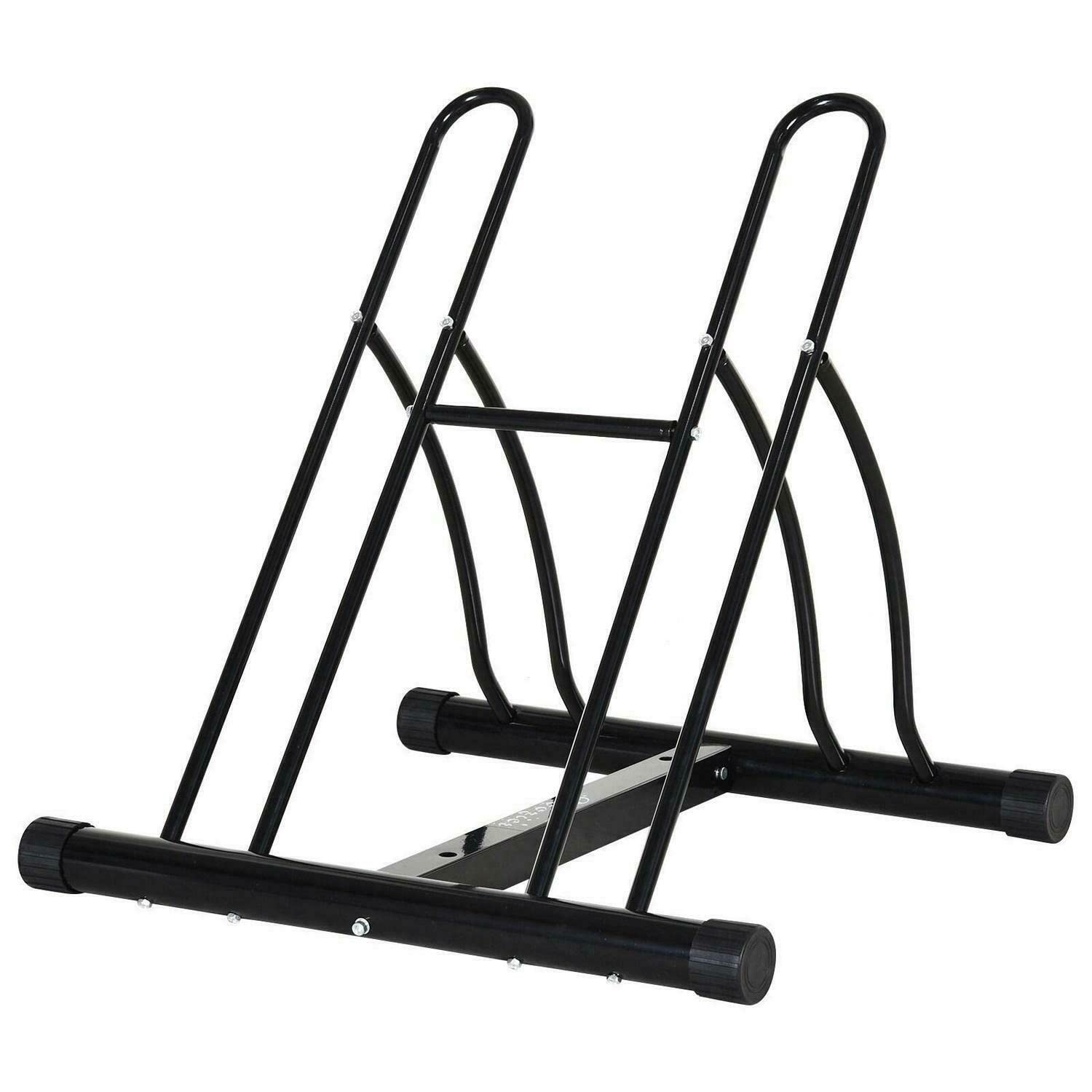 BiYeer Heavy Duty 2 Bike Floor Rack Stand - Sturdy Steel Frame with Non-Slip Feet, Double-Sided Black Bike Storage Rack - Perfect for Garage Organization, Bike Repair & Compact Apartment Storage