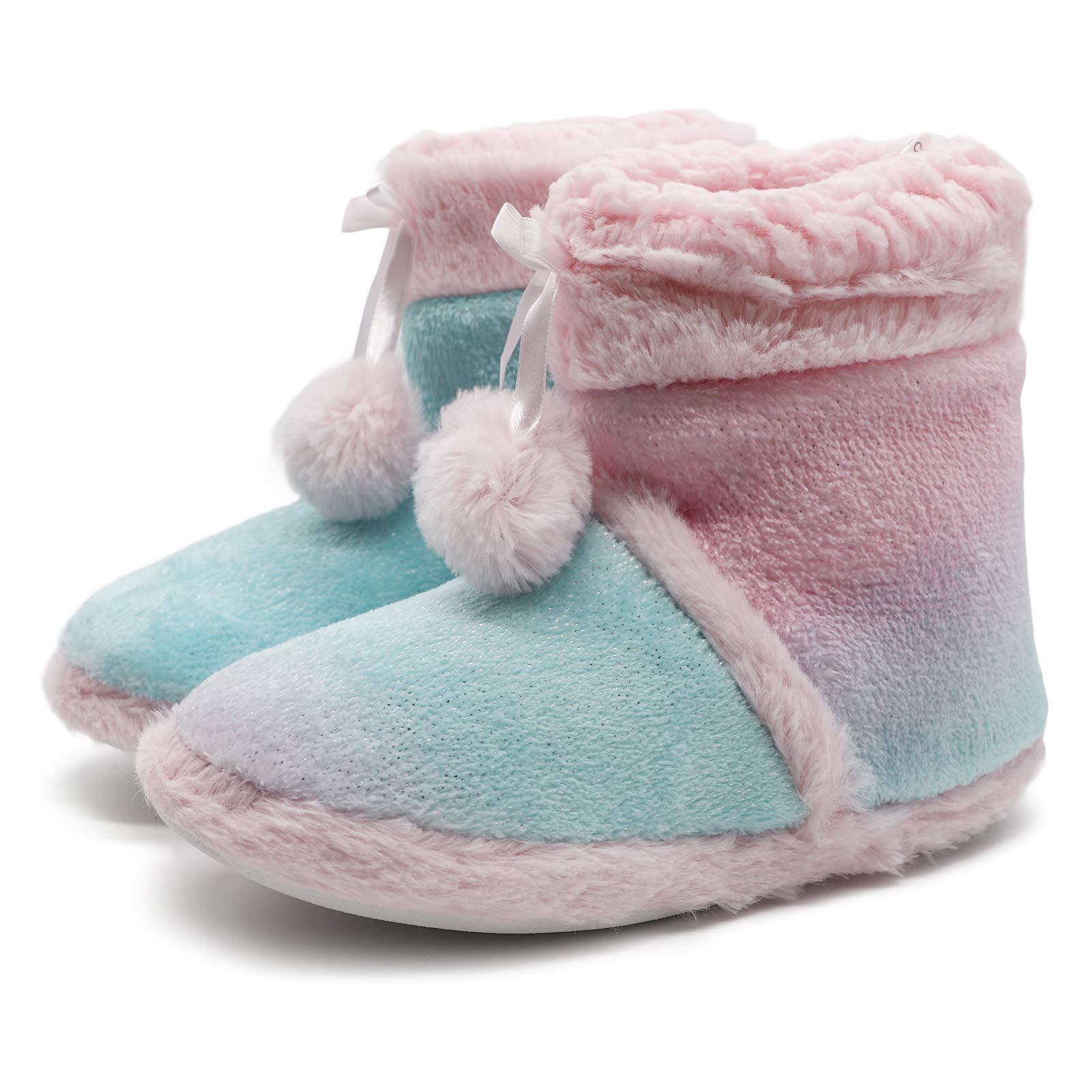 **Unicorn Rainbow Slippers for Boys & Girls - Warm Plush Fleece Booties for Toddler, Little & Big Kids - Indoor & Outdoor Winter Wear - Perfect for Playtime, Home & School**