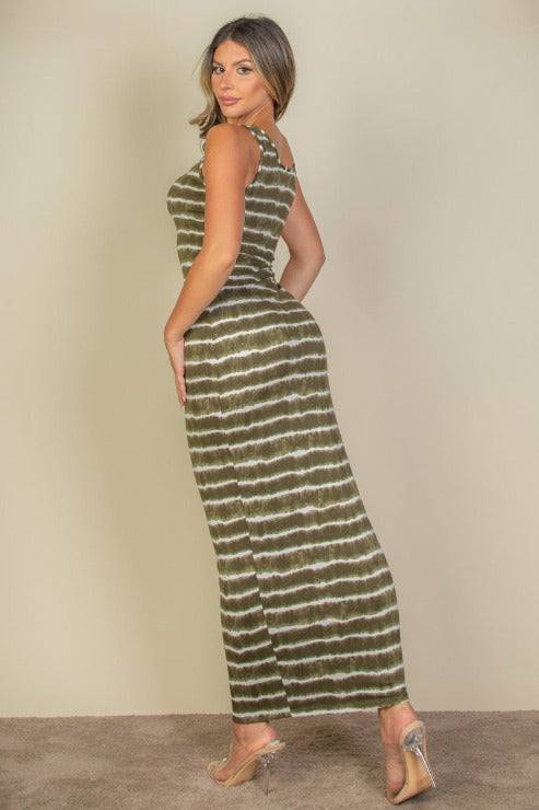 Tie Dye Printed Tank Bodycon Maxi Dress for Women - Summer Boho Beach Dress, Casual Party Outfit, Plus Size Flowy Long Dress for Vacation & Music Festivals