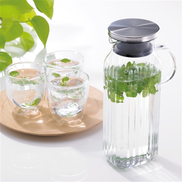 Iwaki Heat Resistant Glass Square Jug with Handle - Microwave & Oven Safe Pitcher for Water, Juice, Tea - Perfect for Kitchen, Dining & Entertaining