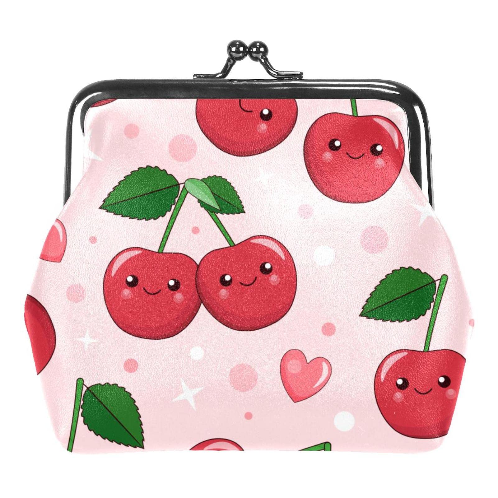 Stylish Cartoon Cherry Print Coin Purse - Cute Smiling Pattern Wallet for Women & Kids - Perfect Gift for Girls, Key Holder & Change Pouch - Ideal for Shopping, Travel & Daily Use