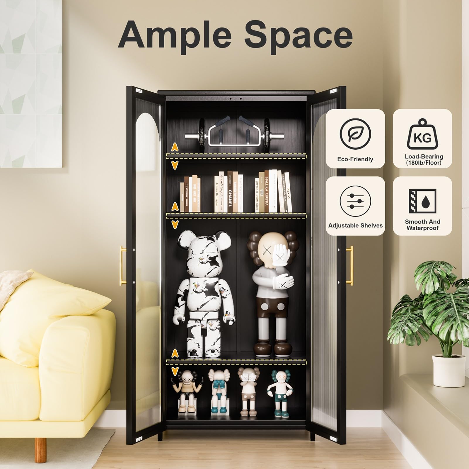 Modern Sideboard Buffet Cabinet with Glass Doors & Adjustable Shelves - Kitchen Storage Credenza for Dining Room, Living Room | Stylish Accent Furniture for Home Decor & Entertaining