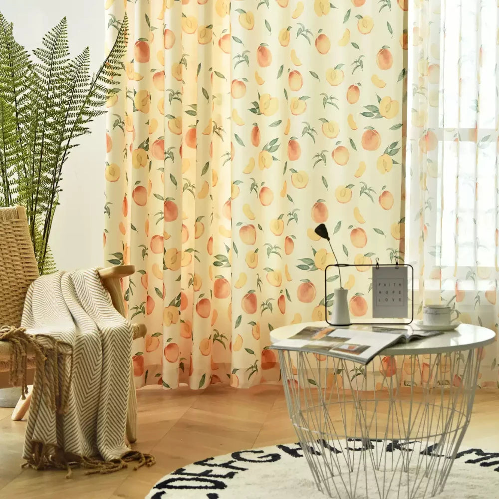 Lia Peach Garden Custom Privacy Curtain - Blackout Window Drapes for Bedroom, Living Room & Nursery - Elegant Floral Design for Home Decor