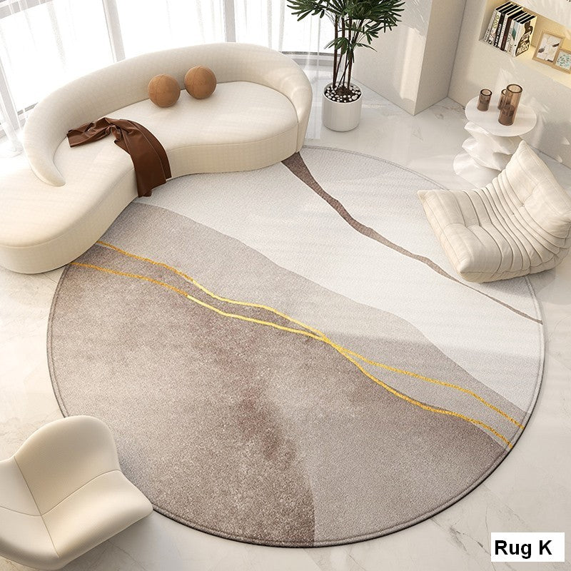 Modern Geometric Round Area Rugs - Non-Slip Circular Rug for Dining Room, Bedroom & Living Room - Boho Chic Home Decor Accent for Under Chairs, Coffee Tables & Floor Covering