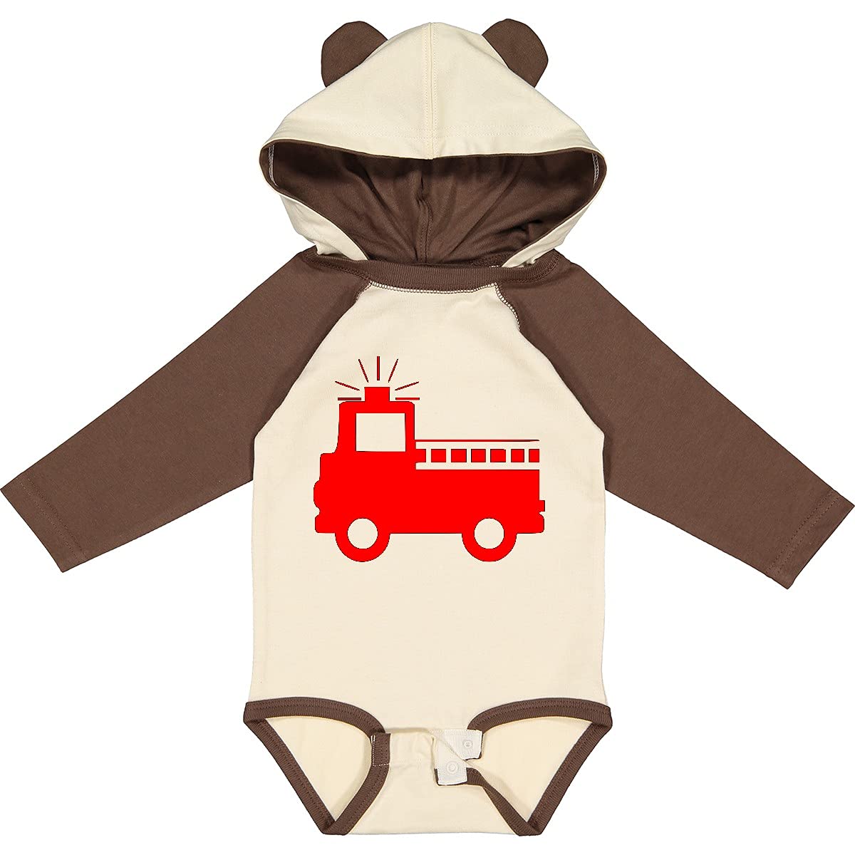 Inktastic Red Fire Engine Long Sleeve Baby Bodysuit - Soft Cotton Infant Onesie for Boys & Girls - Perfect for Playtime, Firefighter Theme Parties & Photo Shoots