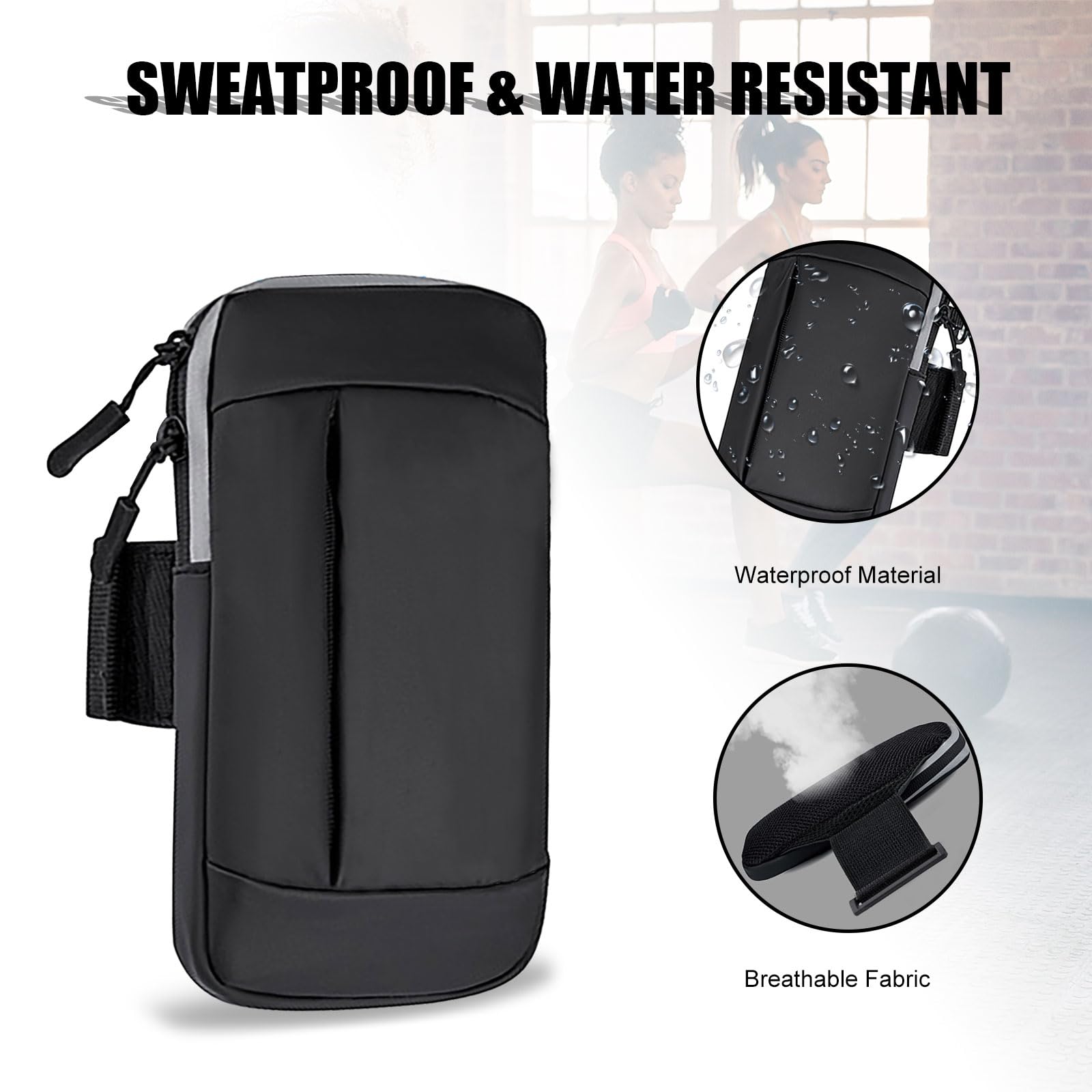 Running Armband Phone Holder for iPhone 15/14/13/12/11 Pro Max/XS/XR/X/8/7/6 Plus & Galaxy S24/Note - Adjustable Sports Armband Sleeve for Gym, Jogging, Cycling - Fits Men, Women & Kids