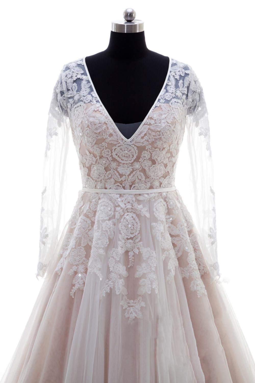Ruolai Women's V-Neck Wedding Dress with Sequins & Keyhole Back - Bohemian Beach Bridal Gown for Outdoor Ceremonies & Destination Weddings