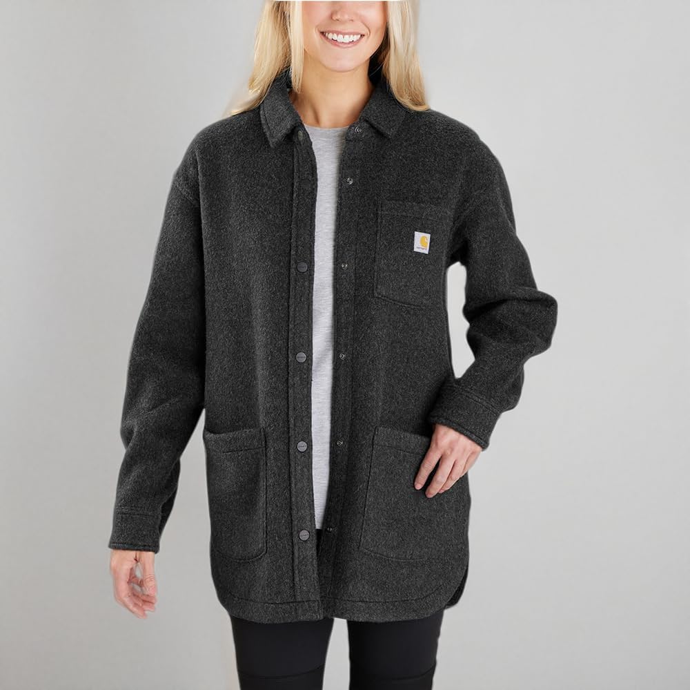 Carhartt Women's Loose Fit Fleece Shirt Jacket - Warm Winter Workwear for Outdoor Activities, Hiking & Casual Wear | Durable & Comfortable Fleece Lining