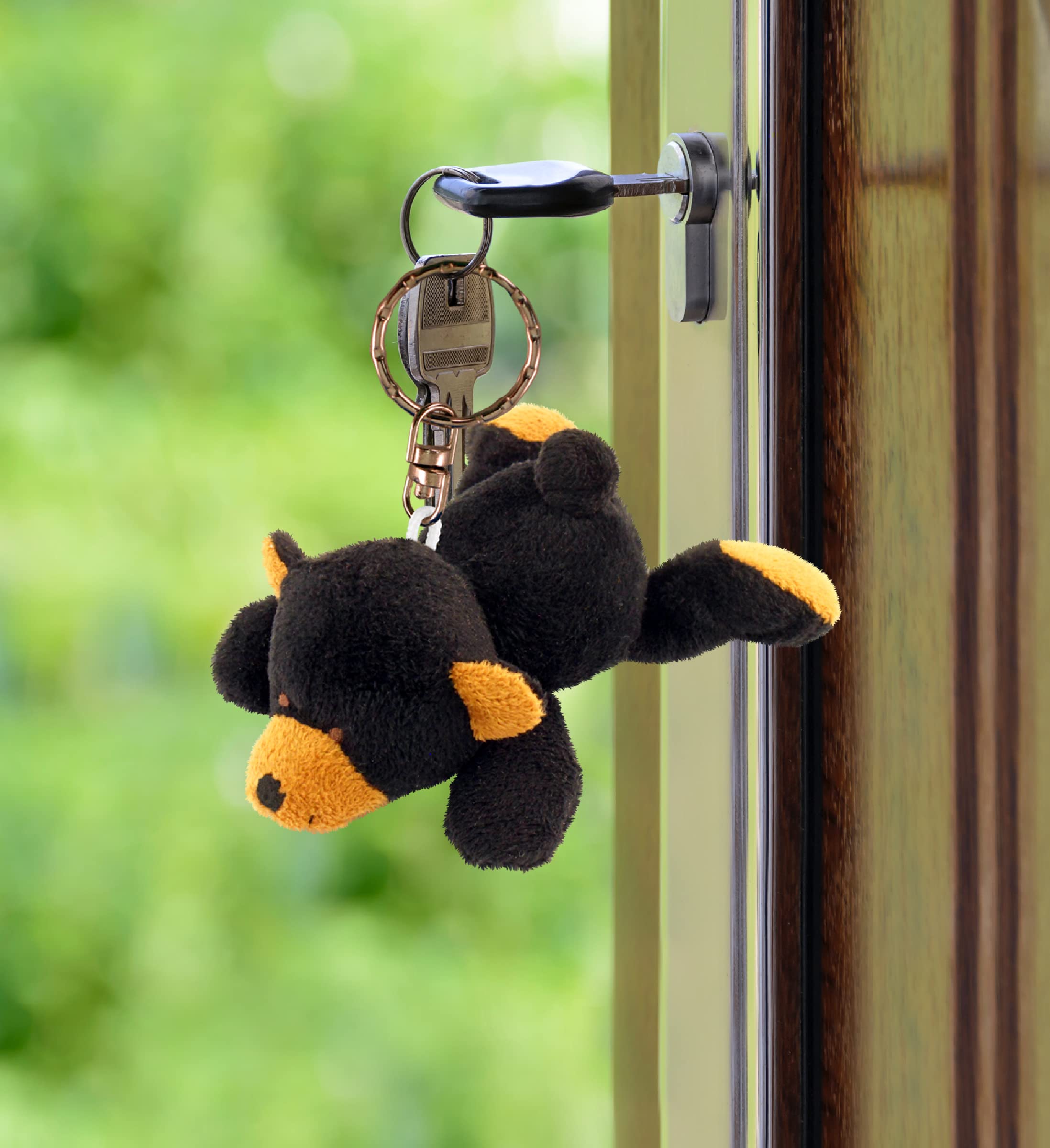 Soft Plush Black Bear Keychain - 4 Inch Cute Stuffed Animal Toy, Wildlife Charm Keyring for Backpacks & Gifts | Fun Decorative Accessory for Kids, Teens & Animal Lovers
