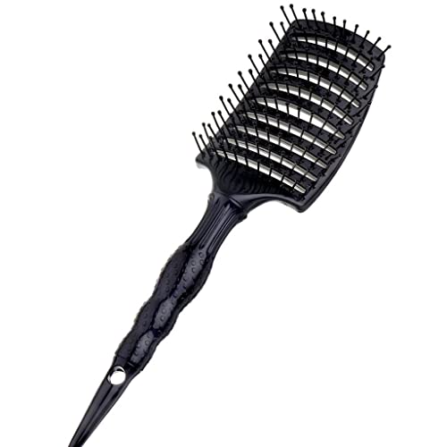 Siah Large Curved Vent Hairbrush - Detangling & Blow Drying Brush with Scalp Massage - Professional Hair Styling Tool for Smooth & Shiny Hair - Perfect for Home & Salon Use (Black)
