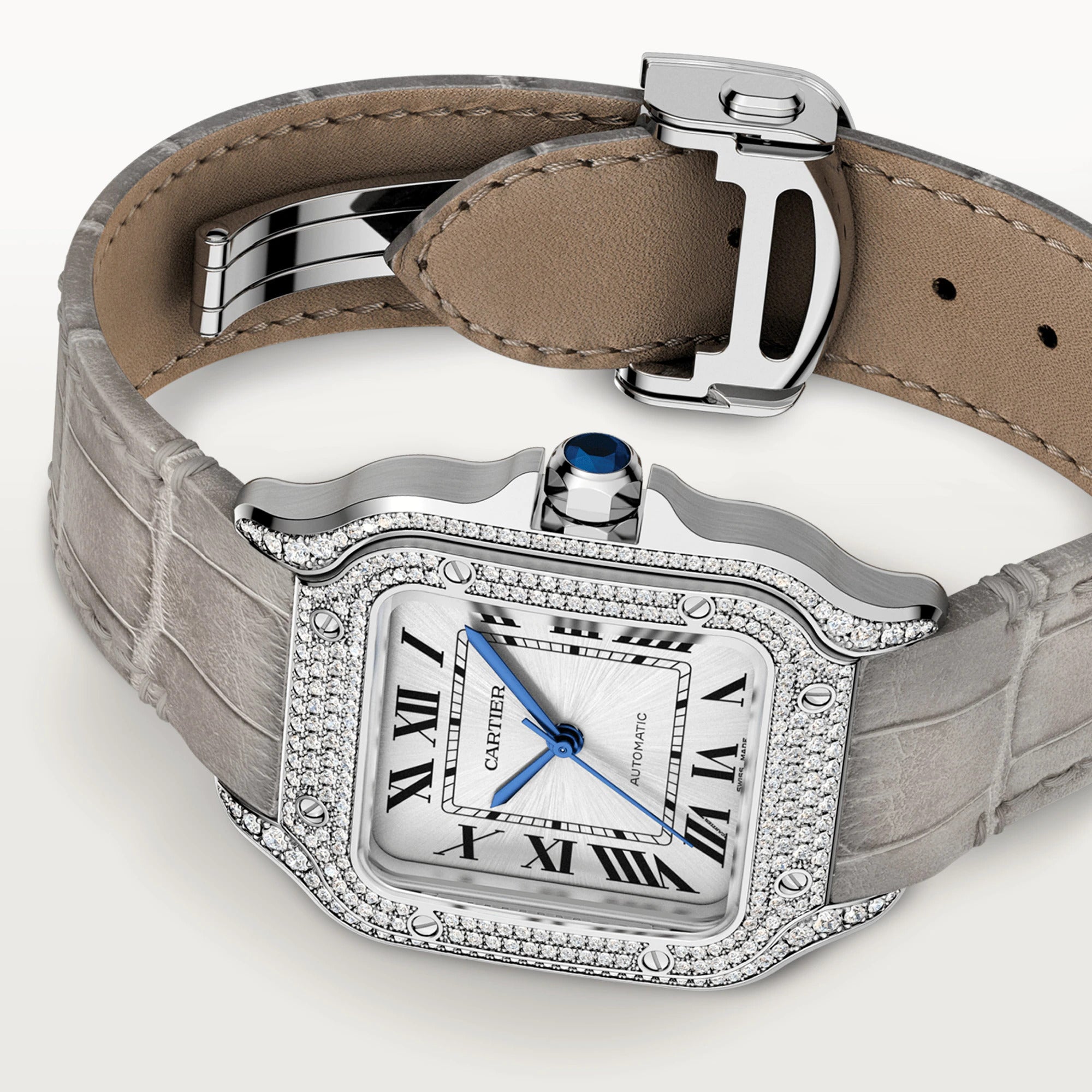 Cartier Santos 18K White Gold & Diamond Unisex Luxury Watch for Men & Women - Perfect for Formal Events, Business Meetings & Special Occasions