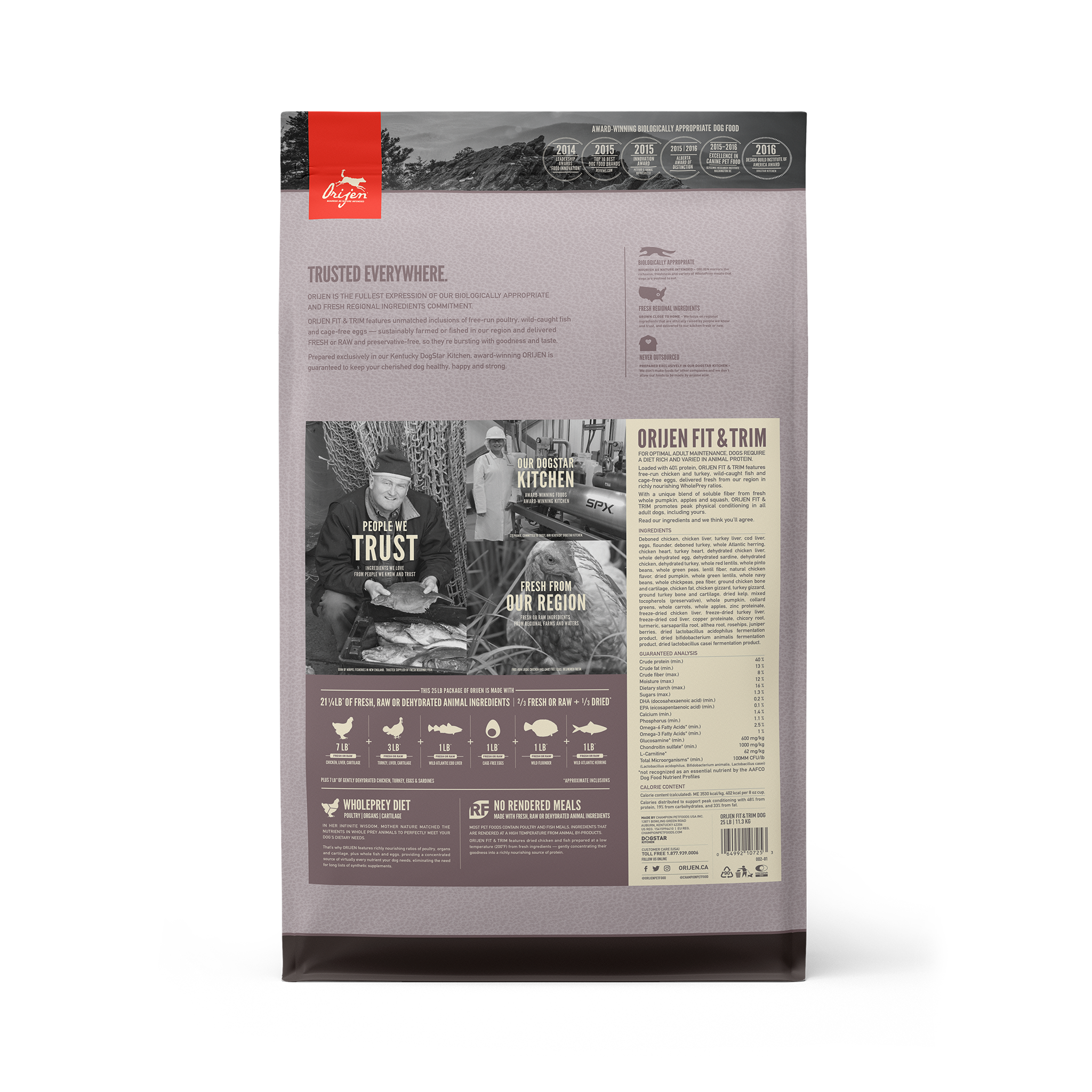 Orijen Grain Free Fit & Trim Dry Dog Food - High Protein, Low Carb Recipe for Weight Management - Perfect for Active & Overweight Dogs