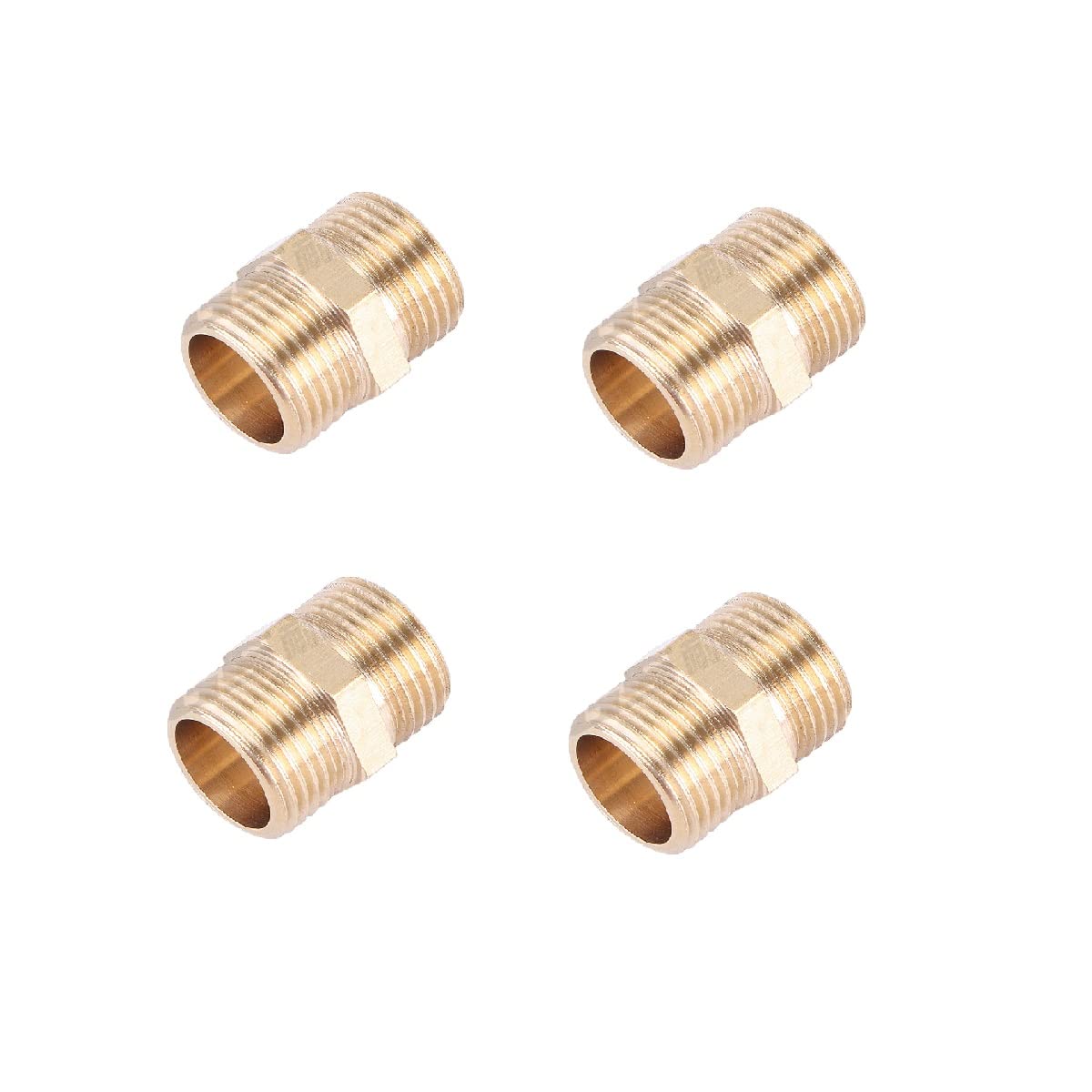 **Unifizz 1.5 Inch Brass Pipe Fitting - Double-Headed Equal-Diameter External Threaded Hose Adapter for Water, Fuel, Air, Oil & Gas (4 PCS) - Ideal for Plumbing, Pneumatics & Industrial Applications**