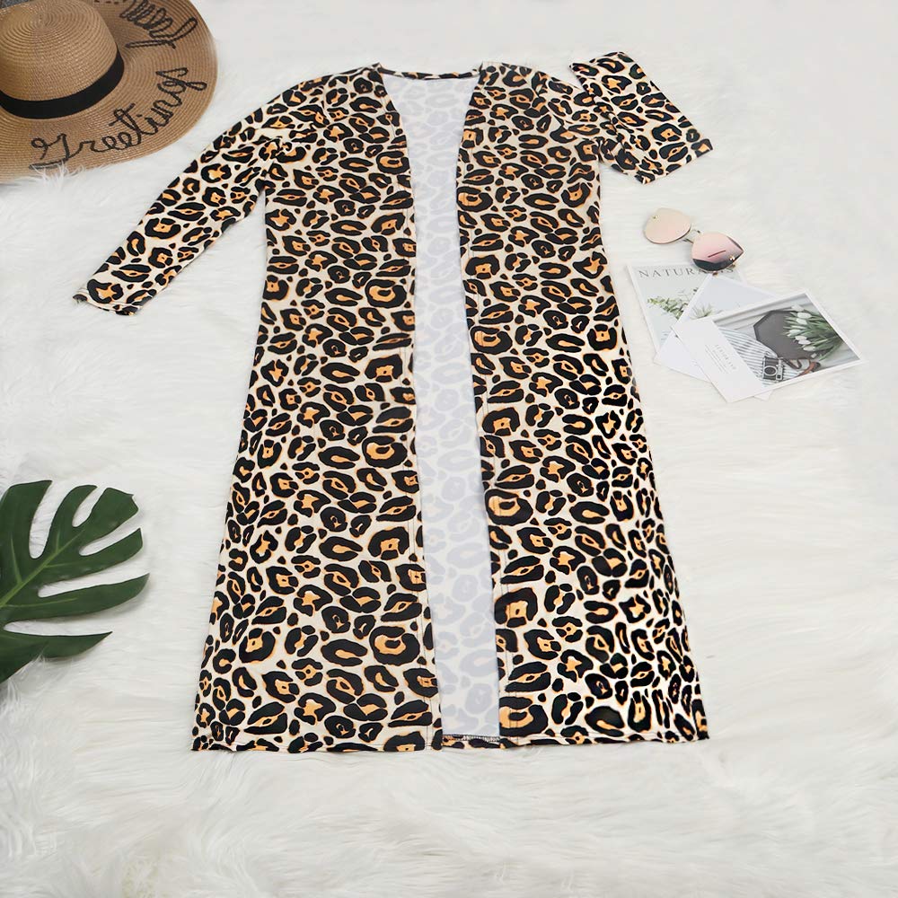 Women's Stylish Printed Long Cardigan 2-Piece Outfit Set - Long Sleeve Open Front Coat & Matching Trousers | Perfect for Fall Layering, Office Wear & Casual Outings