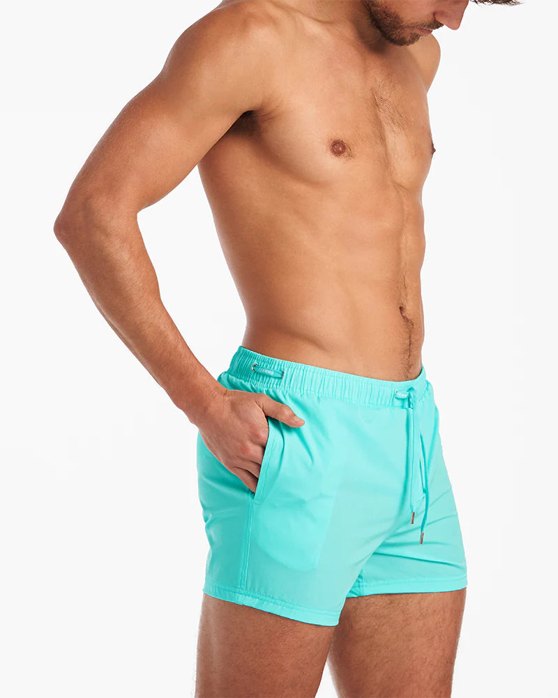 **Teamm8 Grid 4.5 Swim Shorts for Men - Quick-Dry, UPF 50+ Sun Protection, Bondi Blue - Perfect for Beach, Pool & Water Sports**