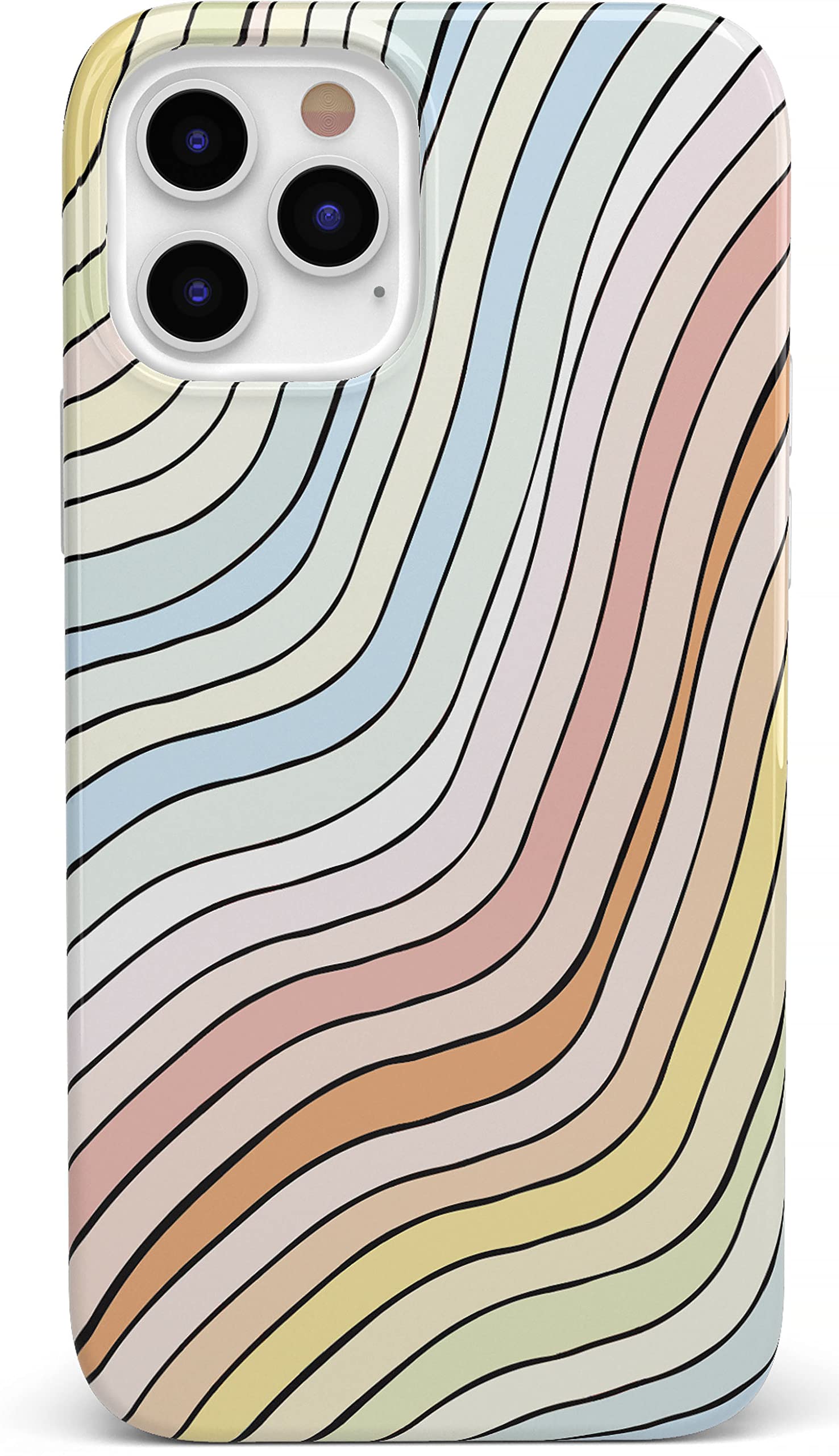 Casely iPhone 11 Pro Case - Pastel Rainbow Wave Design Protective Cover | Slim Fit Shockproof Phone Case for Women & Girls | Perfect for Beach, Summer & Festival Outfits
