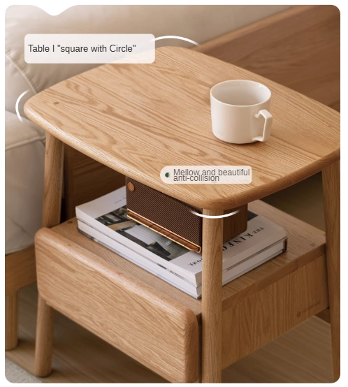 Solid Oak Wood Nightstand with Drawer - Modern Bedside Table for Small Spaces - Perfect for Bedrooms, Living Rooms, and Dorm Rooms