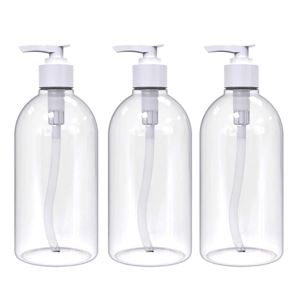 VALINK 1/3 Pack 500ml Refillable Shampoo Bottles with Pump - Clear Empty Lotion Dispenser Bottles for Essential Oils, Soap, Conditioner & Liquid Storage | Perfect for Travel, Bathroom Organization & DIY Beauty Products