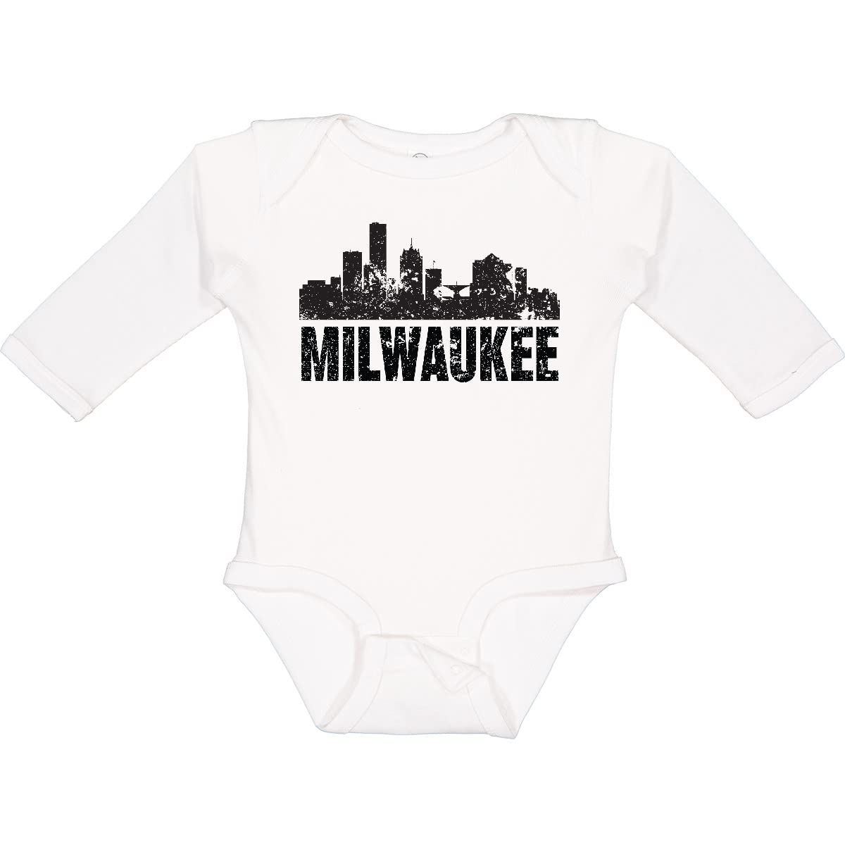 Inktastic Milwaukee Skyline Grunge Long Sleeve Creeper T-Shirt - Vintage Urban Graphic Tee for Men & Women - Perfect for Casual Wear, Street Style & City Exploration