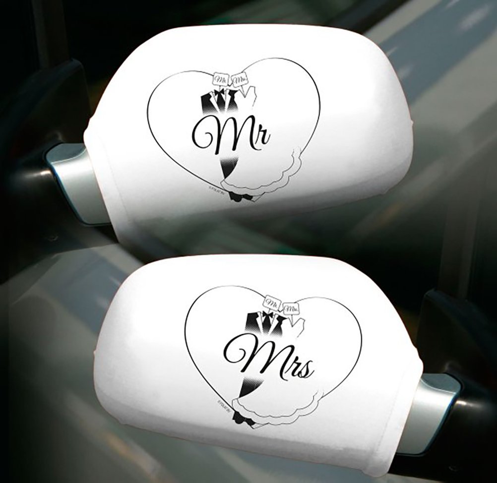 Creative Just Married Car Mirror Covers - Wedding Decor for Newlyweds - Perfect for Bridal Party, Honeymoon & Anniversary Celebrations